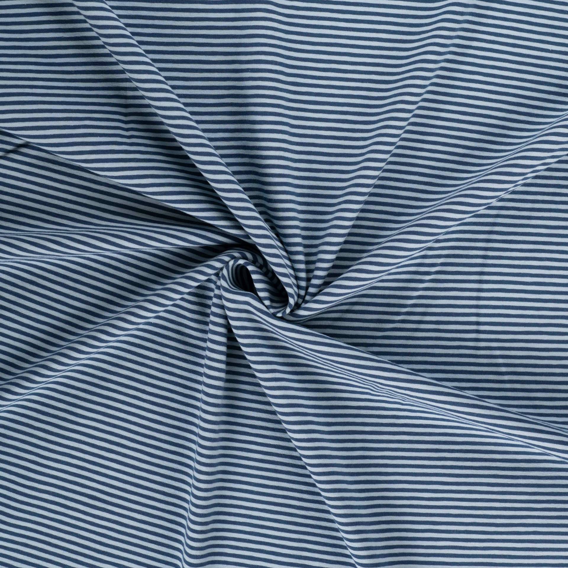 Baumwolljersey Small Stripes, blau von Stoffe Hemmers
