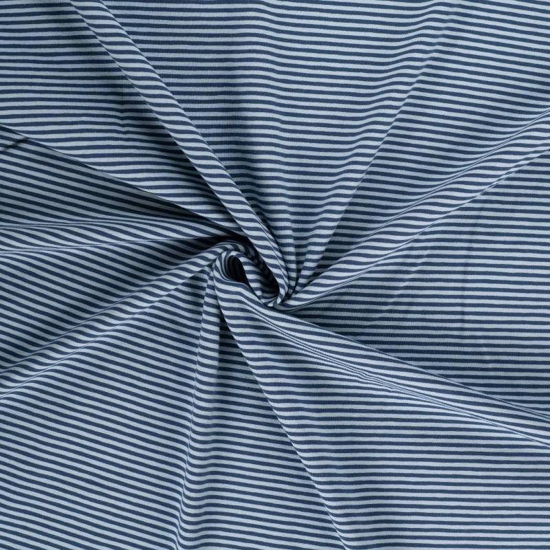 Baumwolljersey Small Stripes, blau von Stoffe Hemmers
