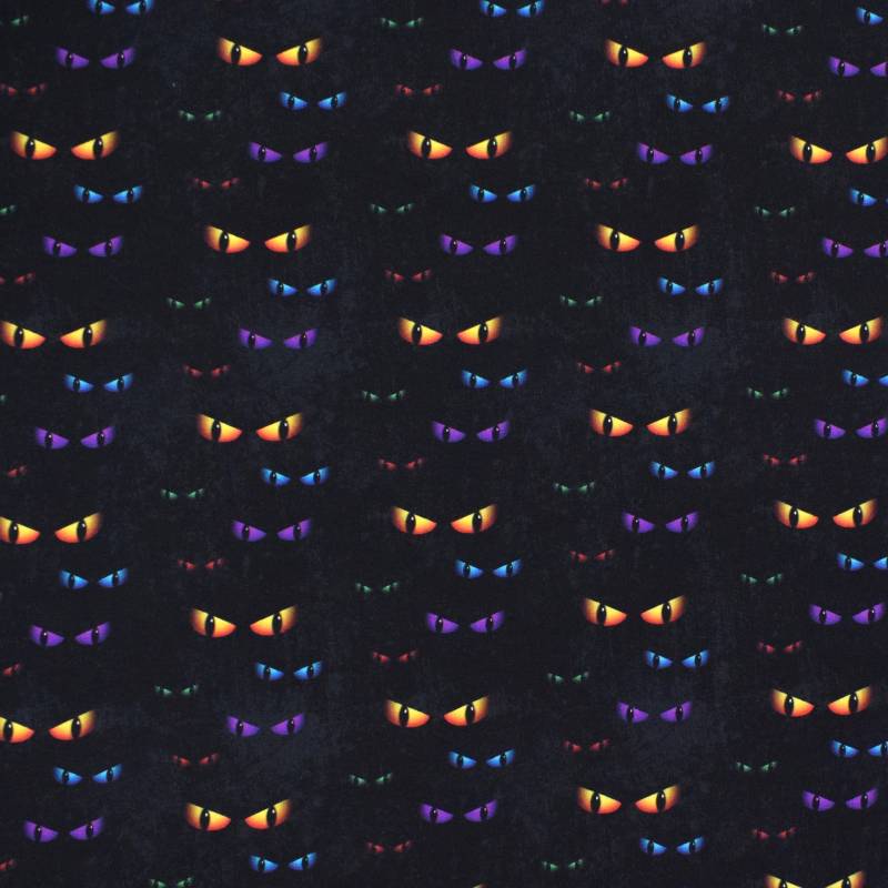 Baumwolljersey Spooky Eyes, schwarz Baumwolljersey Spooky Eyes, schwarz von Stoffe Hemmers