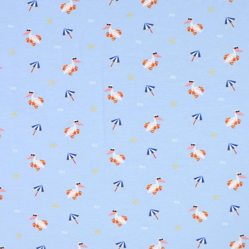 Baumwolljersey Summer Pelican, hellblau von Stoffe Hemmers