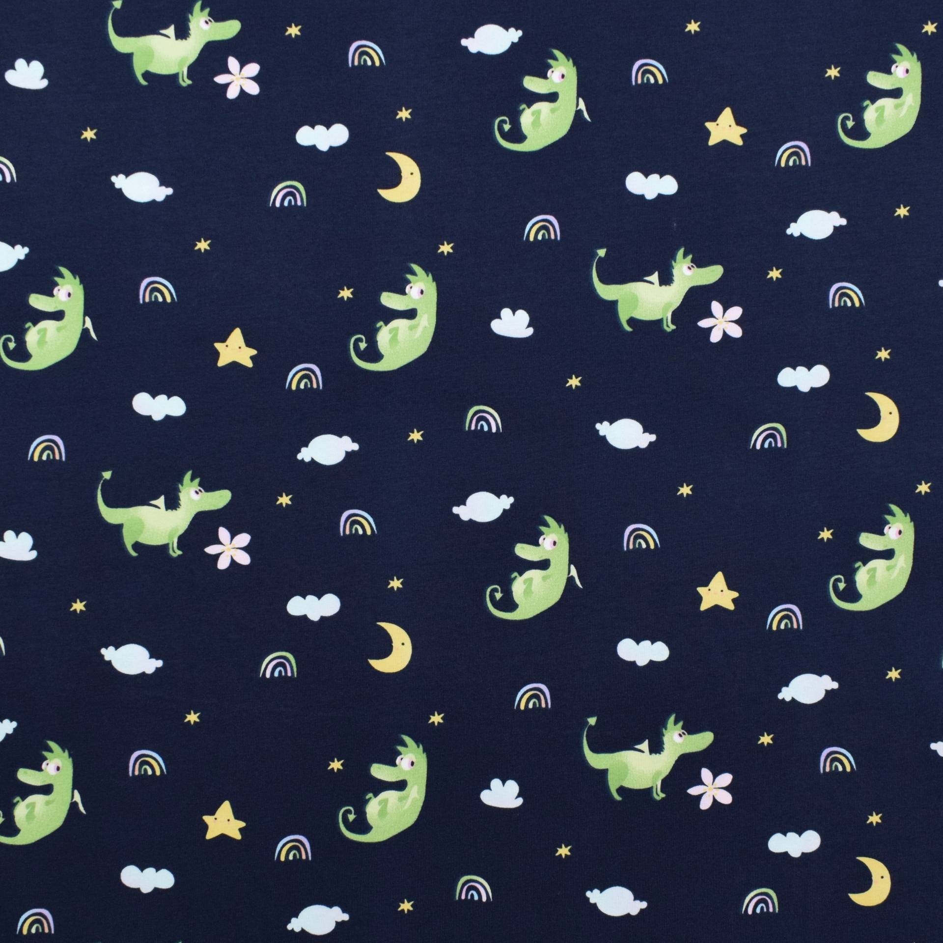 Baumwolljersey Sweet Dragon, marine Baumwolljersey Sweet Dragon, marine von Stoffe Hemmers