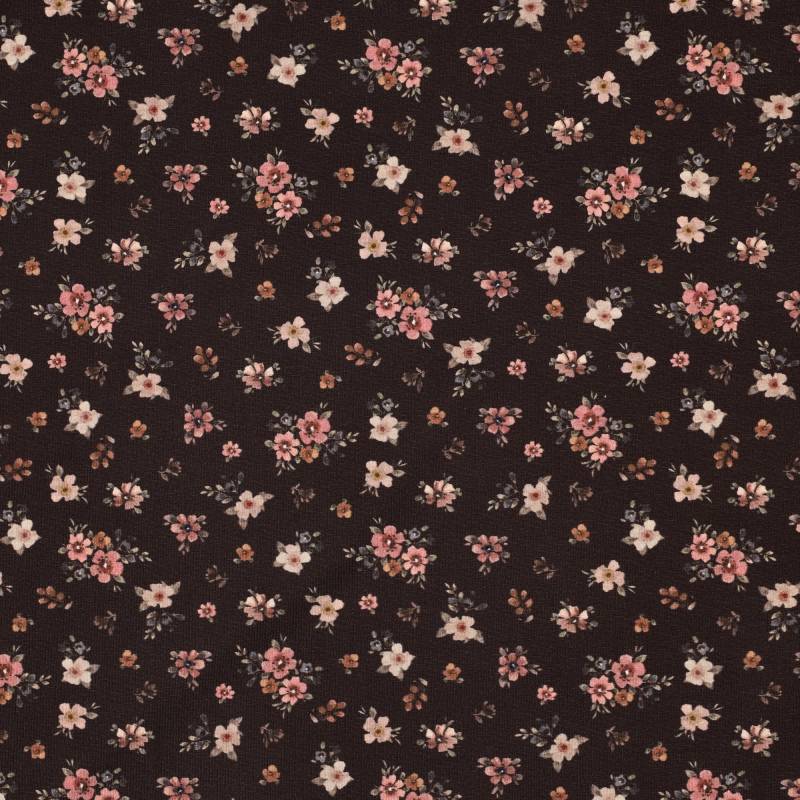 Baumwolljersey Vintage Blossom, braun von Stoffe Hemmers