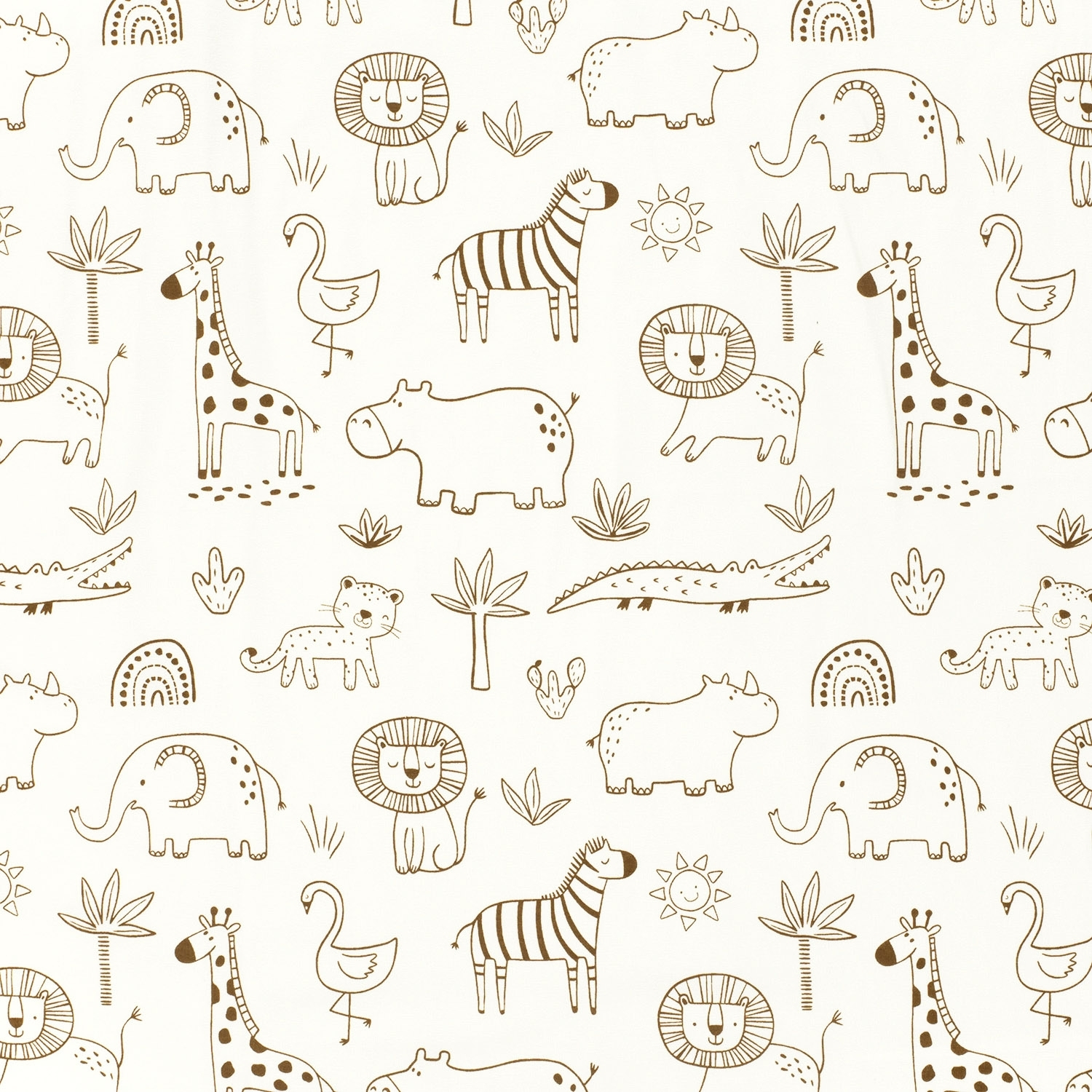 Baumwolljersey Zootiere, wollweiß von Stoffe Hemmers