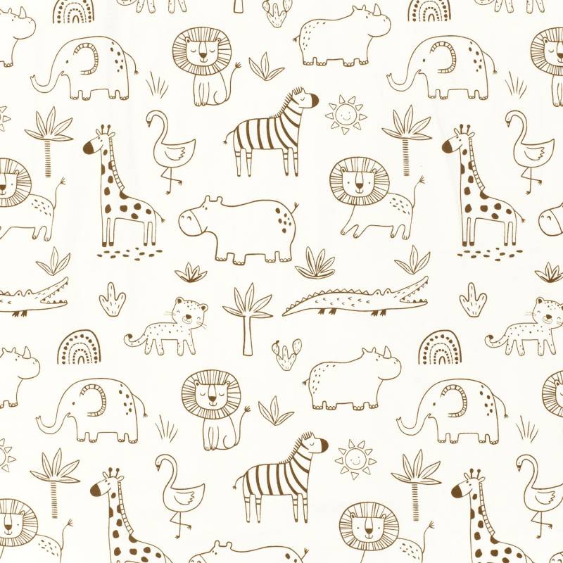 Baumwolljersey Zootiere, wollweiß Baumwolljersey Zootiere, wollweiß von Stoffe Hemmers