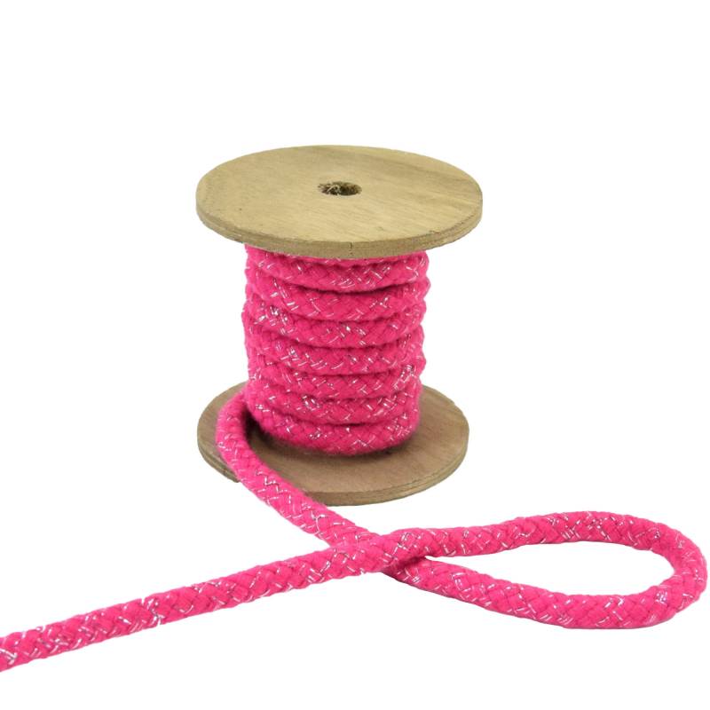 Baumwollkordel Lurex 10 mm, pink von Stoffe Hemmers
