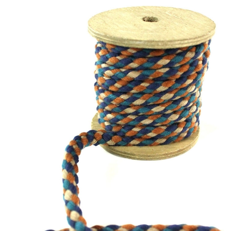 Baumwollkordel geflochten 8 mm, braun multicolor von Stoffe Hemmers