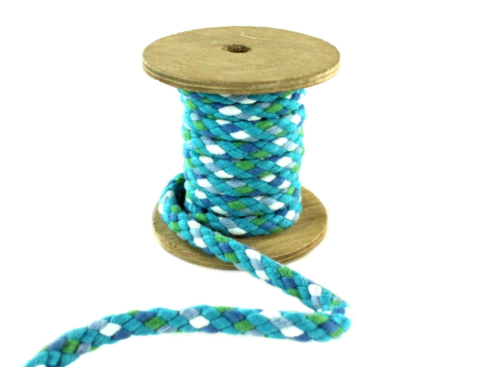 Baumwollkordel geflochten 8 mm, türkis multicolor von Stoffe Hemmers
