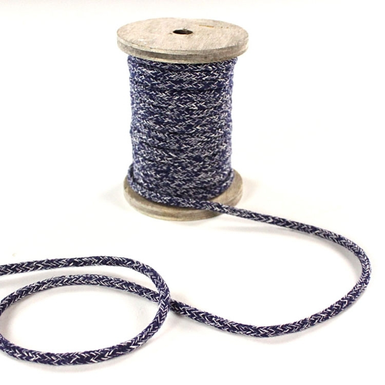 Baumwollkordel melange, dunkelblau, 5mm von Stoffe Hemmers
