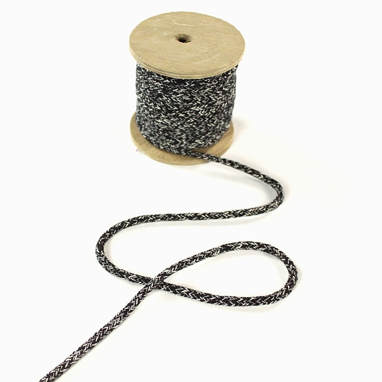 Baumwollkordel melange, schwarz, 5mm von Stoffe Hemmers