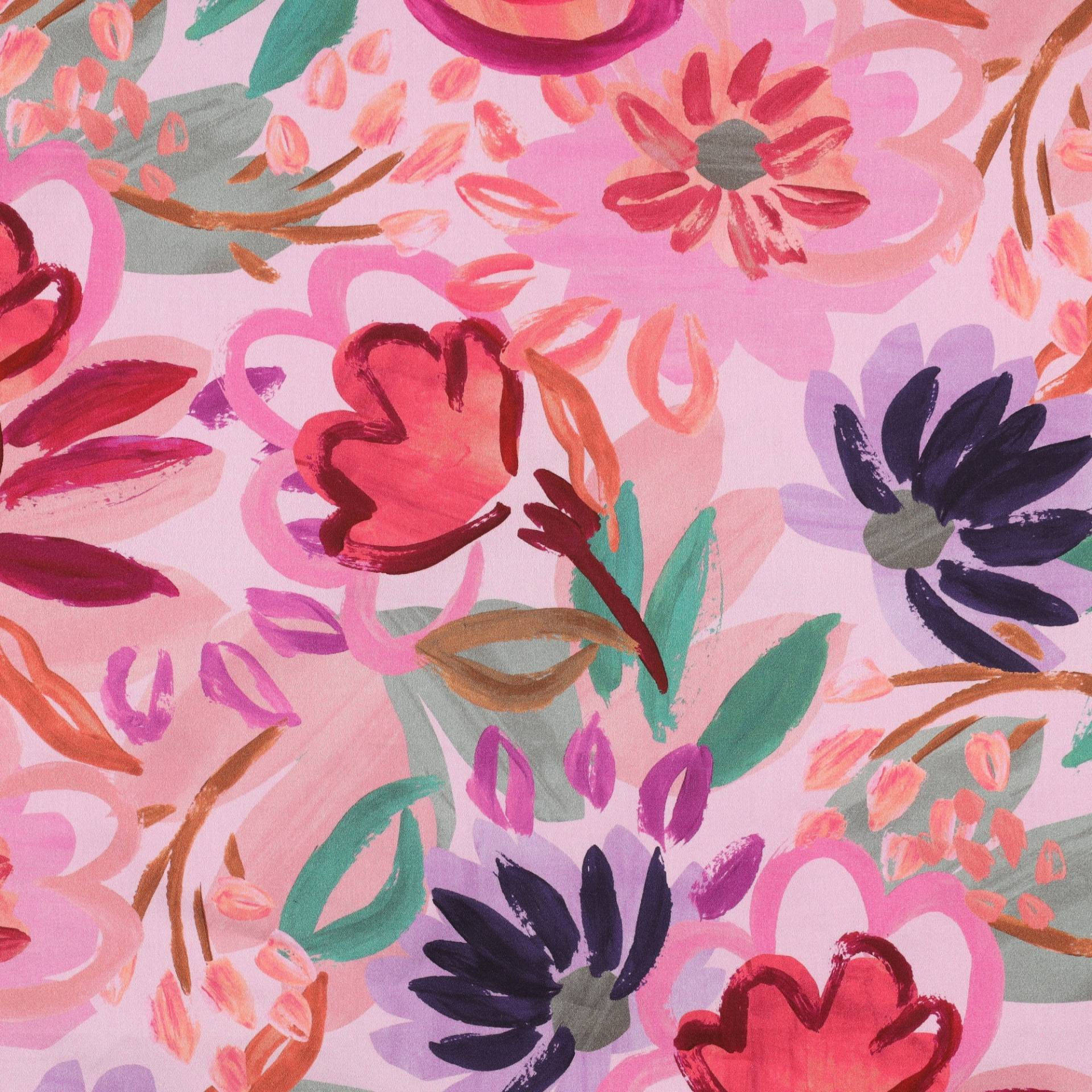 Baumwollsatin Painted Flowers, rosa Baumwollsatin Painted Flowers, rosa von Stoffe Hemmers