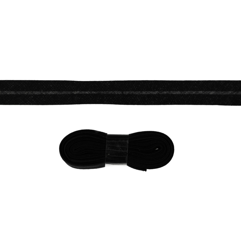 Baumwollschrägband Uni, 3m Stück, schwarz Baumwollschrägband Uni, 3m Stück, schwarz von Stoffe Hemmers