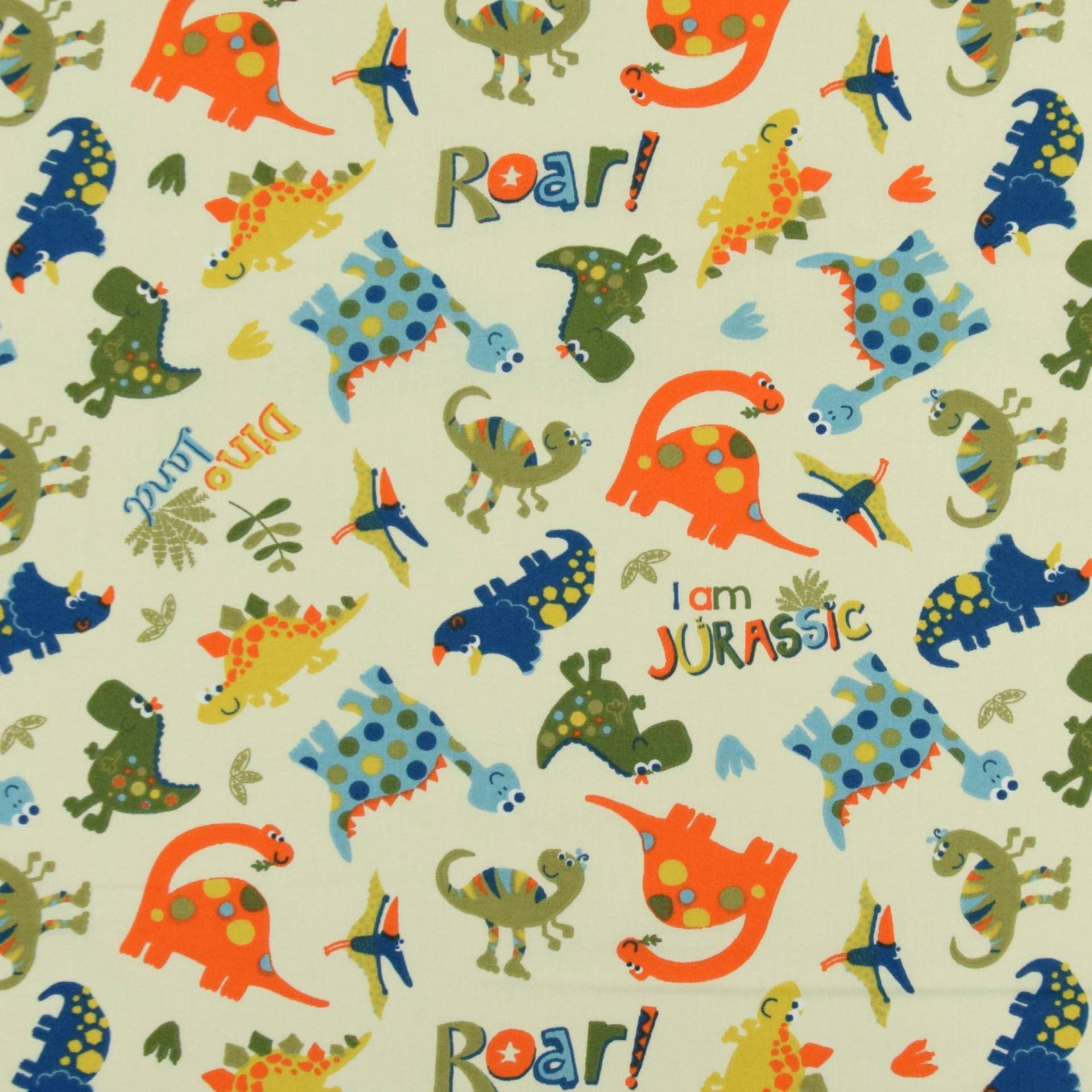 Baumwollstoff Cretonne I am Jurassic, creme Baumwollstoff Cretonne I am Jurassic, creme von Stoffe Hemmers