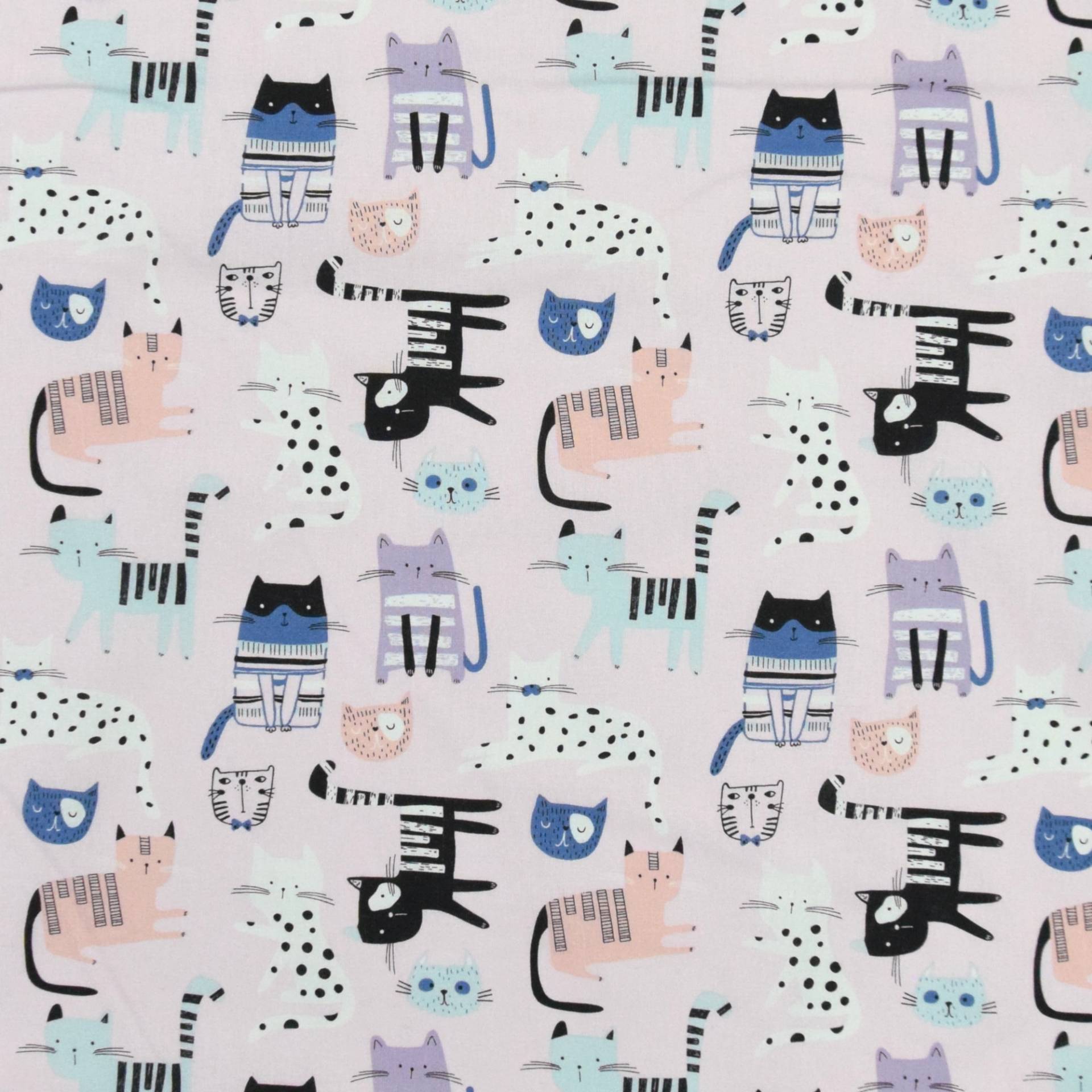 Baumwollstoff Cretonne Lots of Cats, zartrosa Baumwollstoff Cretonne Lots of Cats, zartrosa von Stoffe Hemmers