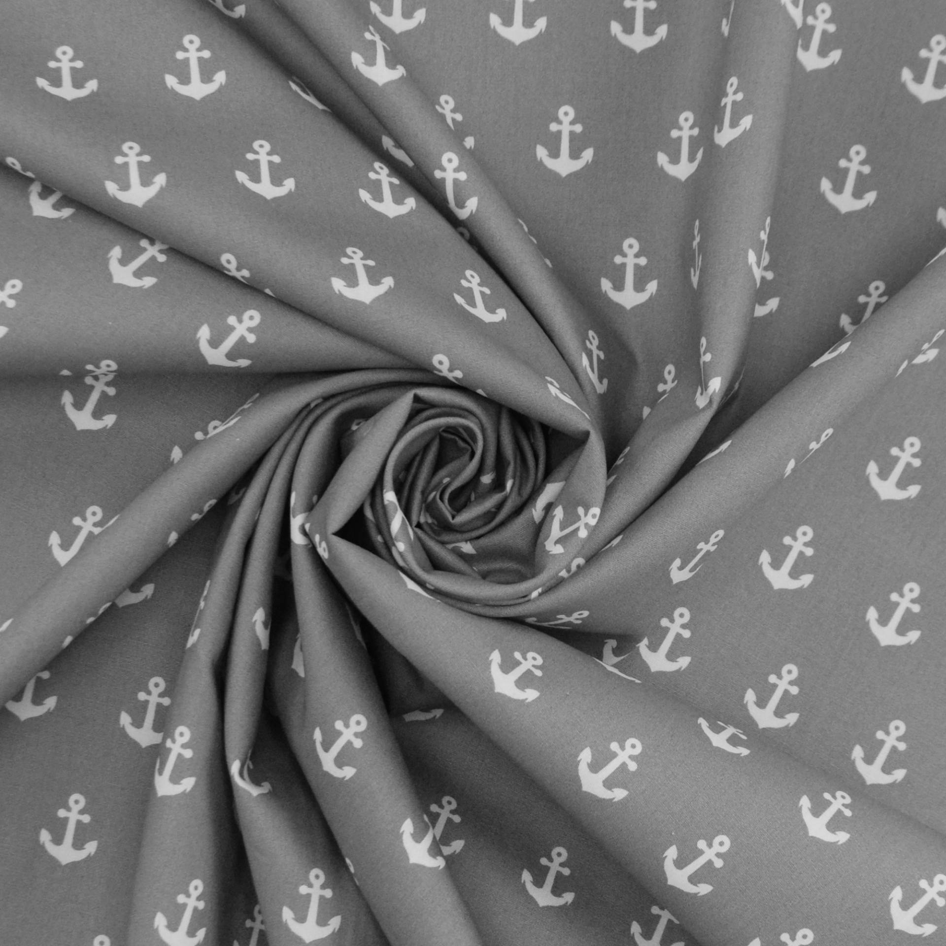 Baumwoll Popeline Coole Anker, hellgrau von Stoffe Hemmers