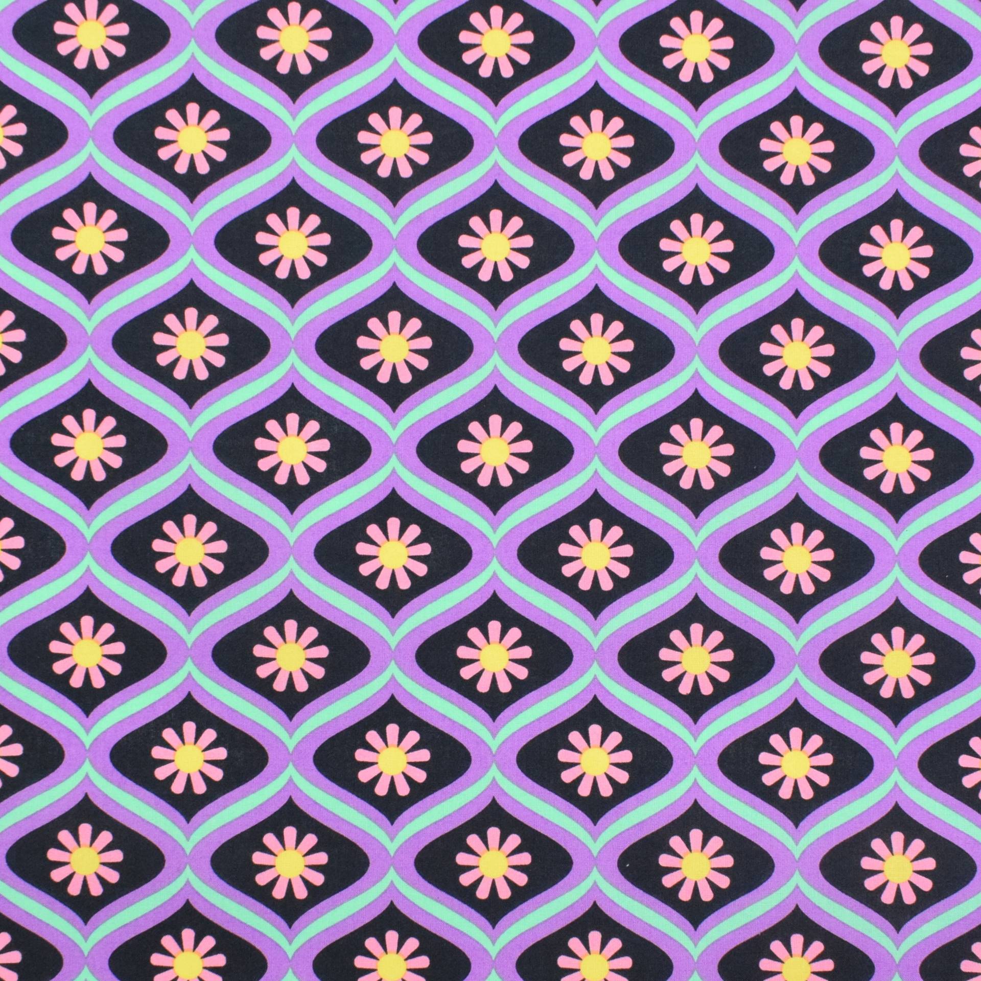 Beschichtete Baumwolle Retro Ornaments, schwarz von Stoffe Hemmers