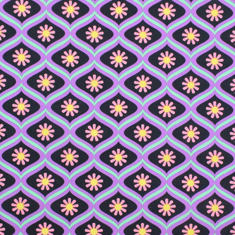 Beschichtete Baumwolle Retro Ornaments, schwarz Beschichtete Baumwolle Retro Ornaments, schwarz von Stoffe Hemmers