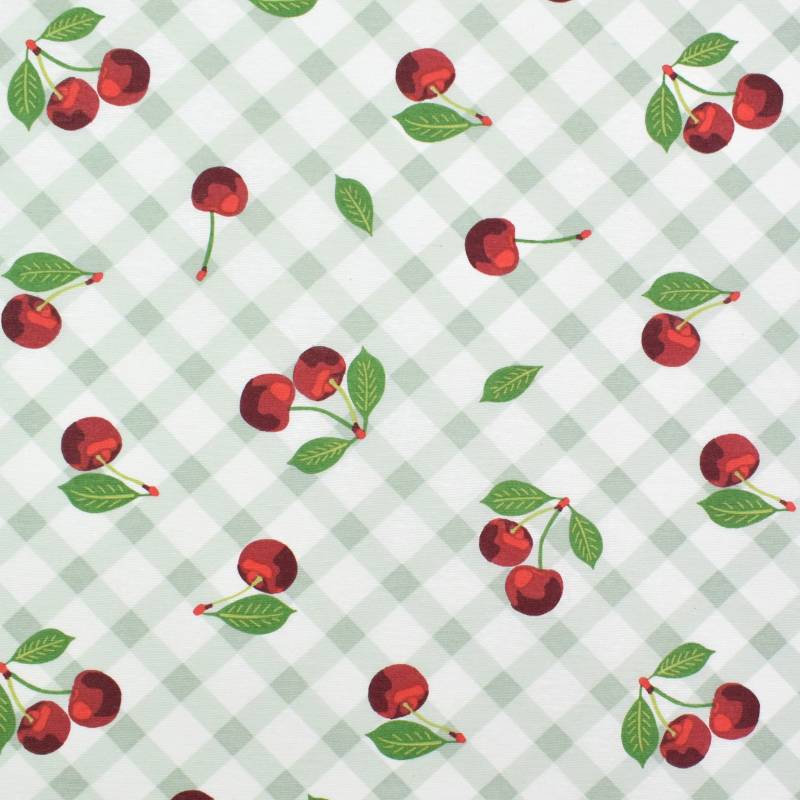 Beschichteter Dekostoff Ottoman Cherries, weiß von Stoffe Hemmers