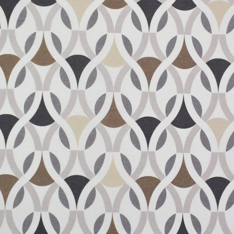 Beschichteter Dekostoff Ottoman Circle Lines, wollweiß von Stoffe Hemmers