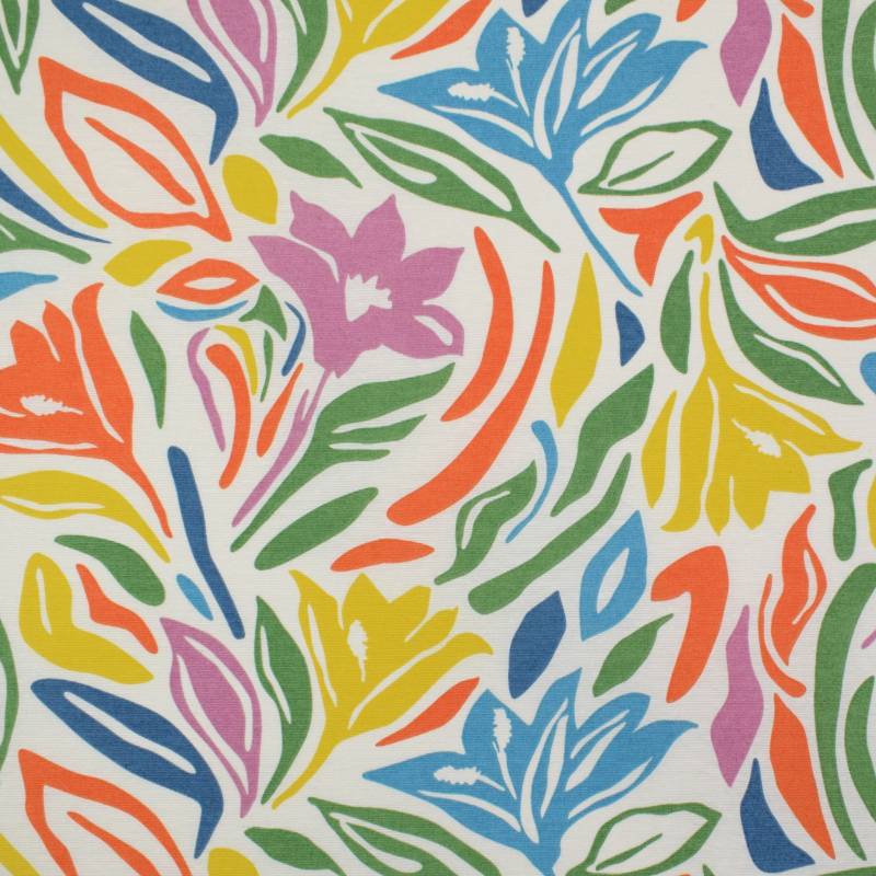 Beschichteter Dekostoff Ottoman Colorful Flowers, wollweiß von Stoffe Hemmers