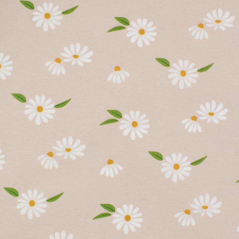 Beschichteter Dekostoff Ottoman Daisys, beige von Stoffe Hemmers