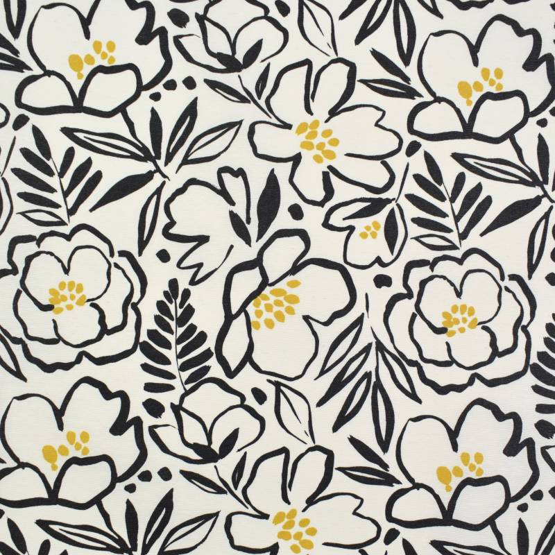 Beschichteter Dekostoff Ottoman Flower Lines, creme von Stoffe Hemmers
