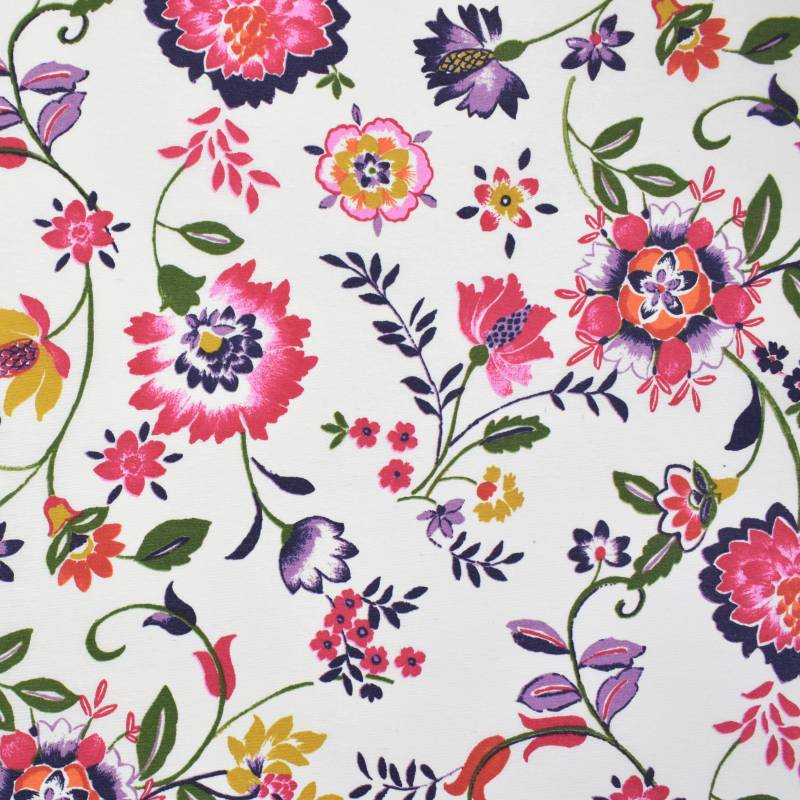 Beschichteter Dekostoff Ottoman Flower Tendrils, wollweiß von Stoffe Hemmers