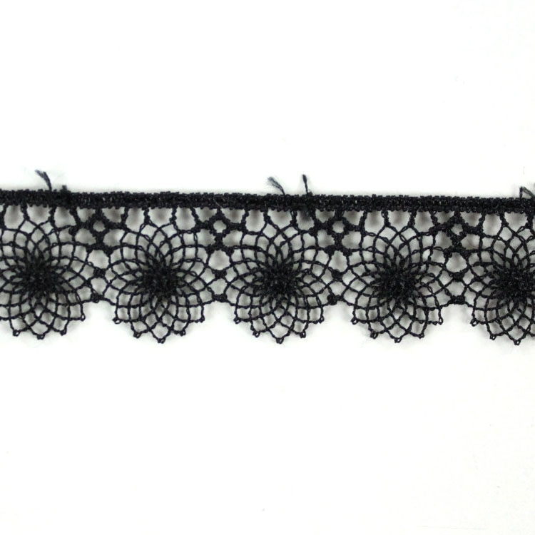 Besticktes Tüllband, schwarz 17 mm von Stoffe Hemmers