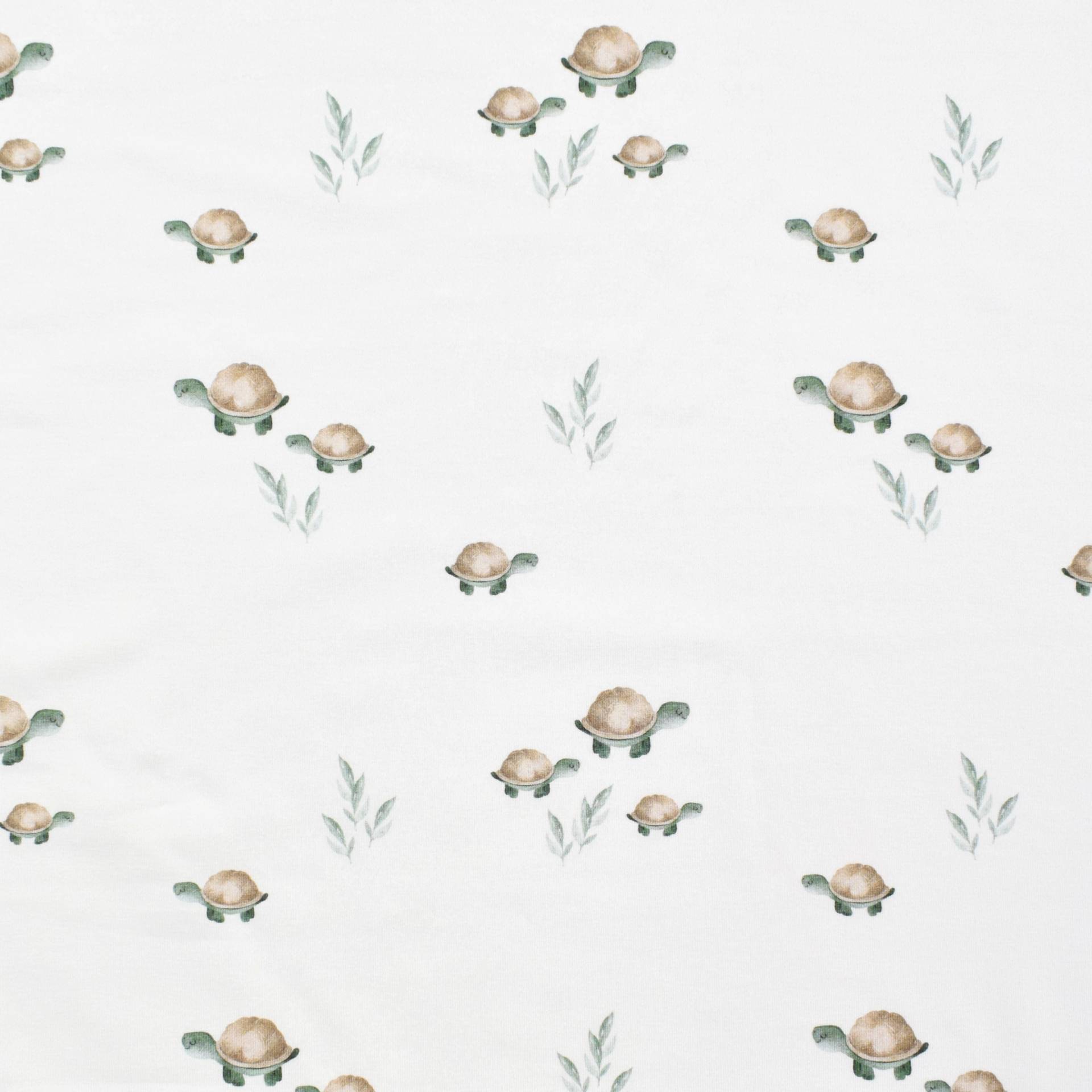 Bio Baumwolljersey Kleine Schildkröte, wollweiß von Stoffe Hemmers