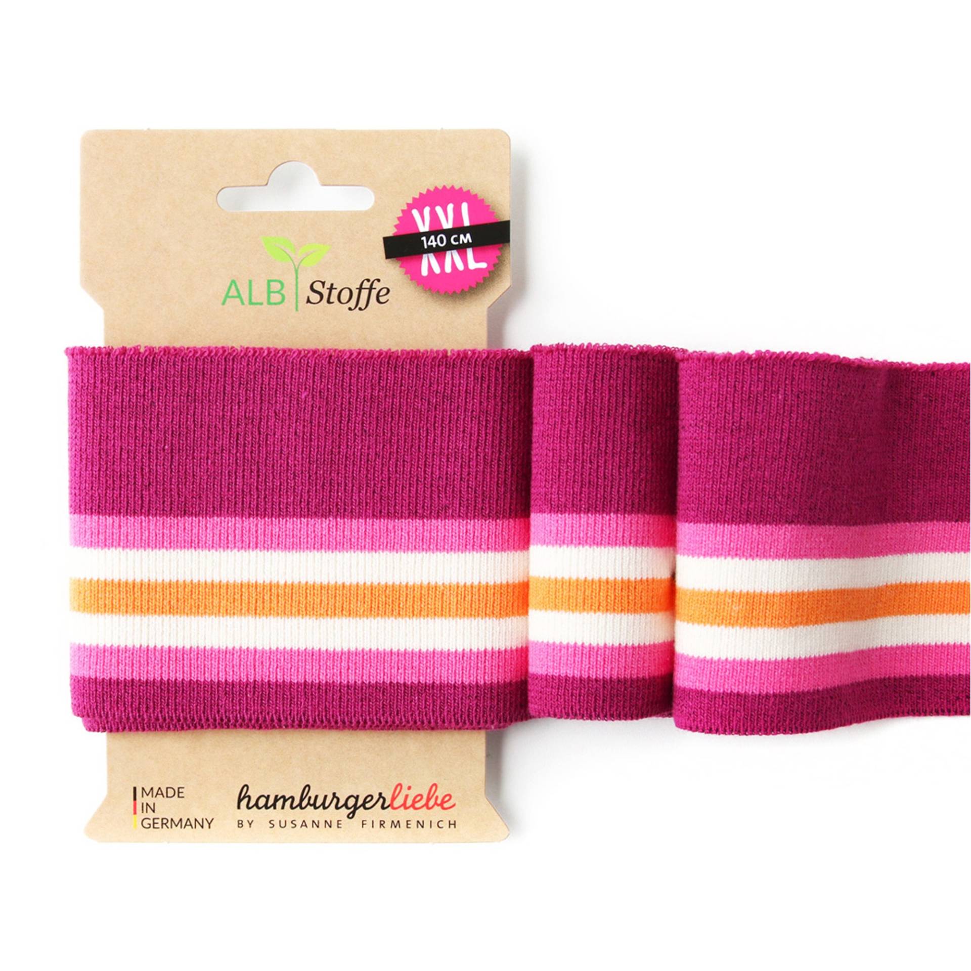Bio Bündchen Albstoffe Hamburger Liebe Cuff me College XXL beere, pink, orange Bio Bündchen Albstoffe Hamburger Liebe Cuff me College XXL beere, pink, orange von Stoffe Hemmers