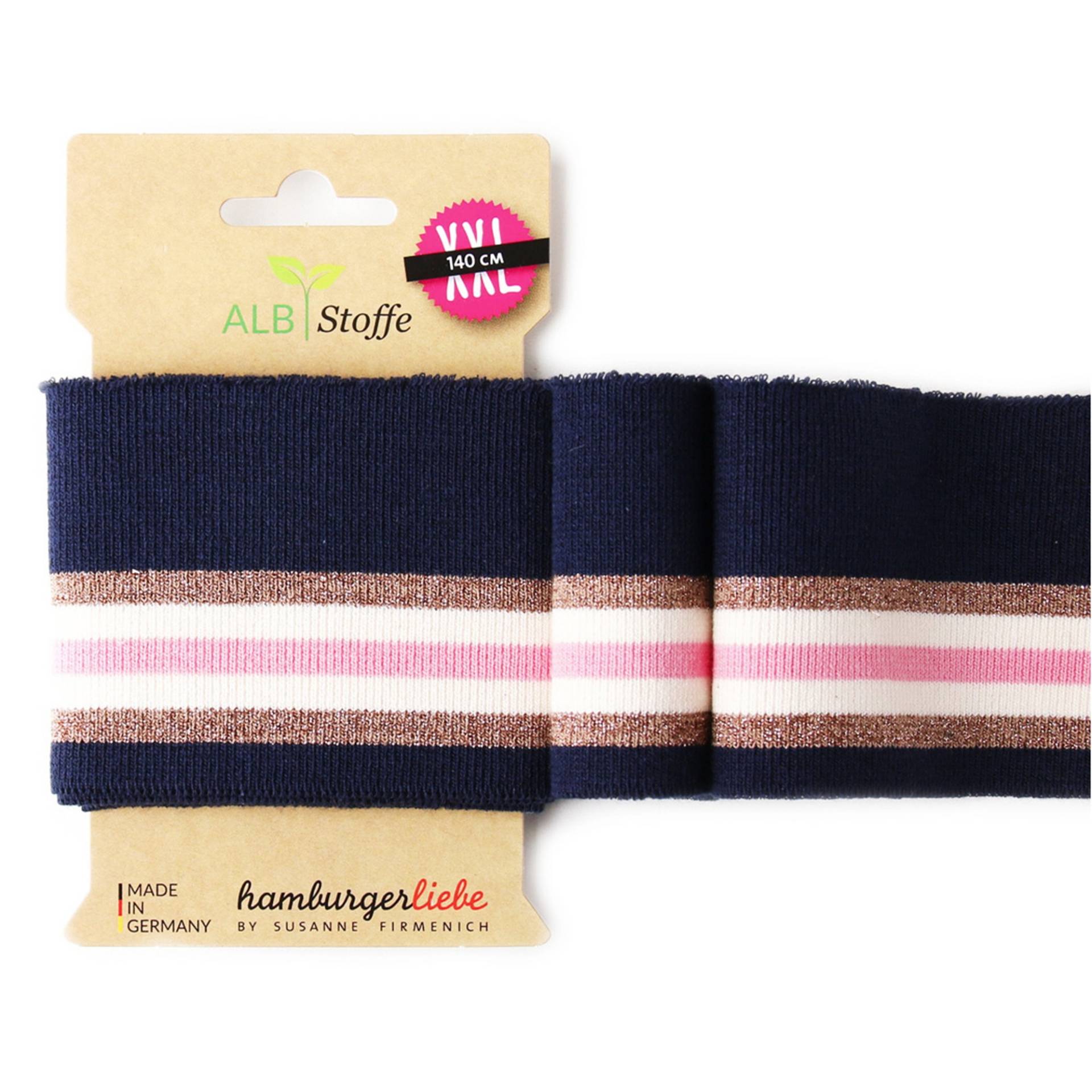 Bio Bündchen Albstoffe Hamburger Liebe Cuff me Glam, dunkelblau Bio Bündchen Albstoffe Hamburger Liebe Cuff me Glam, dunkelblau von Stoffe Hemmers