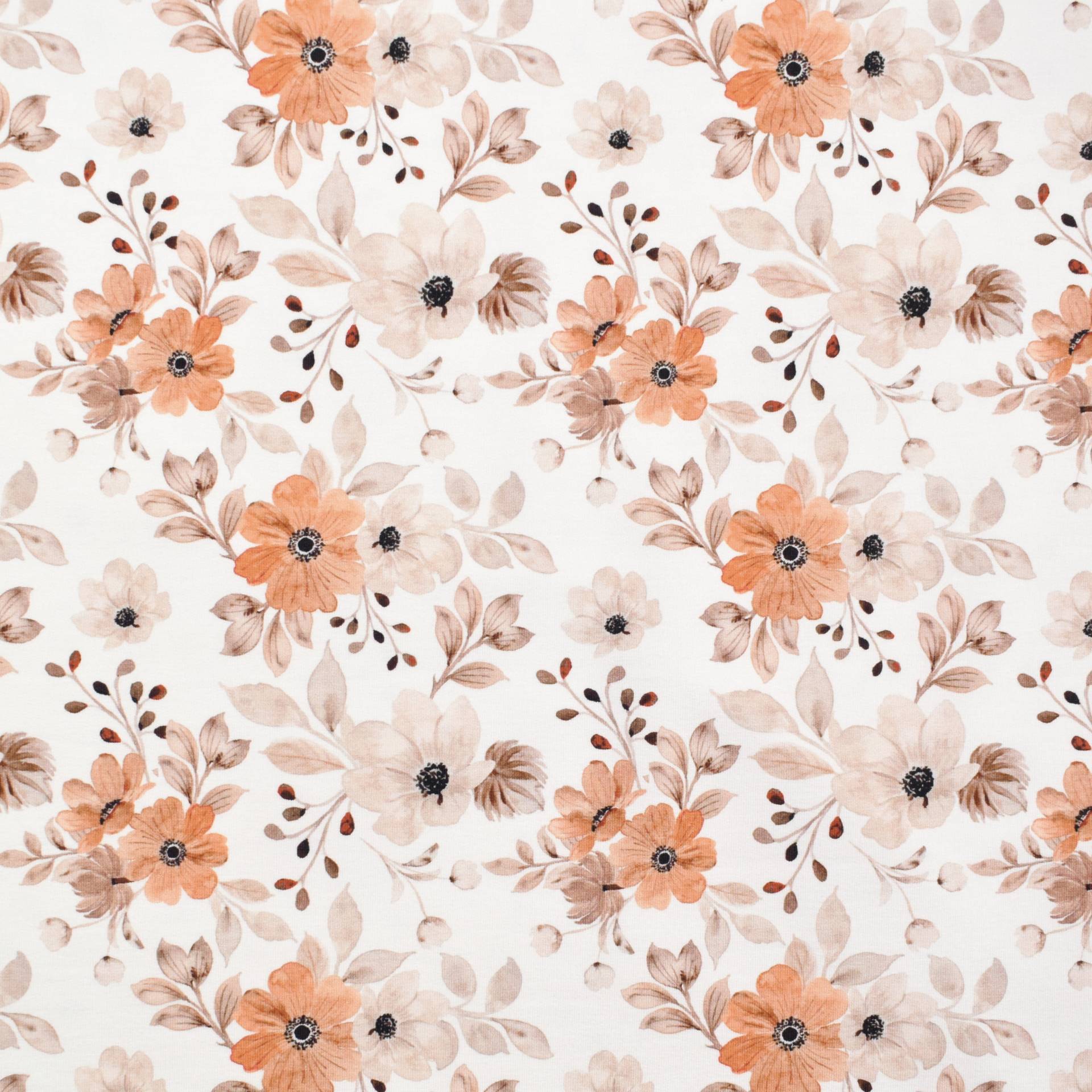 Bio French Terry Flower Love, wollweiss Bio French Terry Flower Love, wollweiss von Stoffe Hemmers