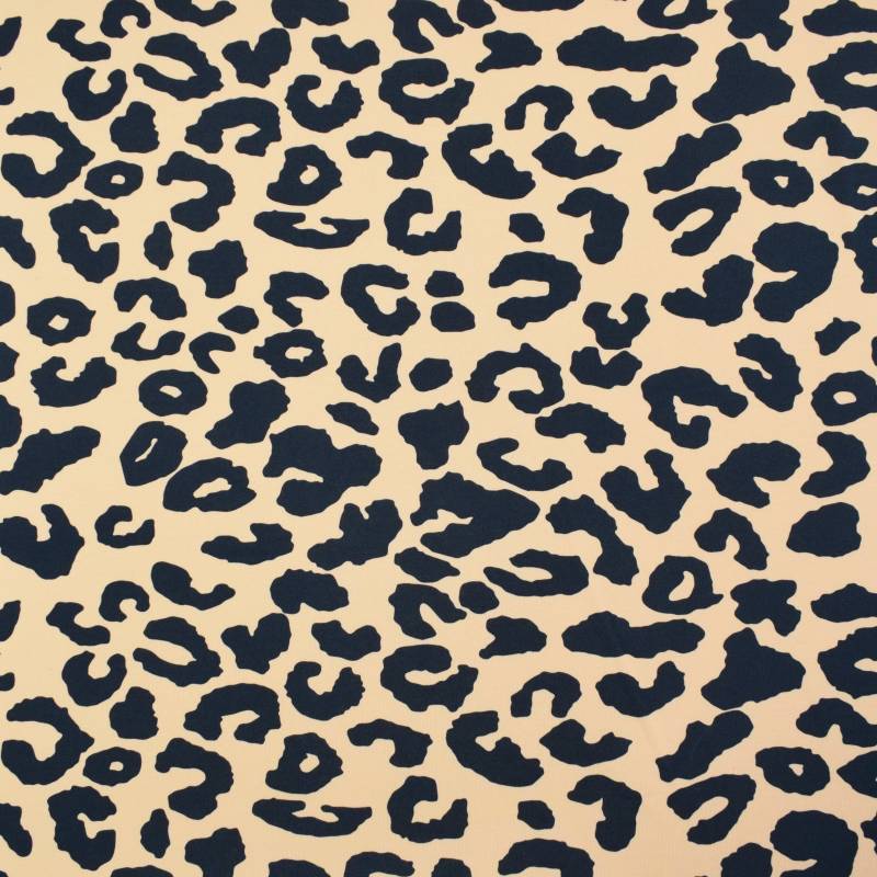 Bio- Wintersweat Leopard, dunkelblau von Stoffe Hemmers