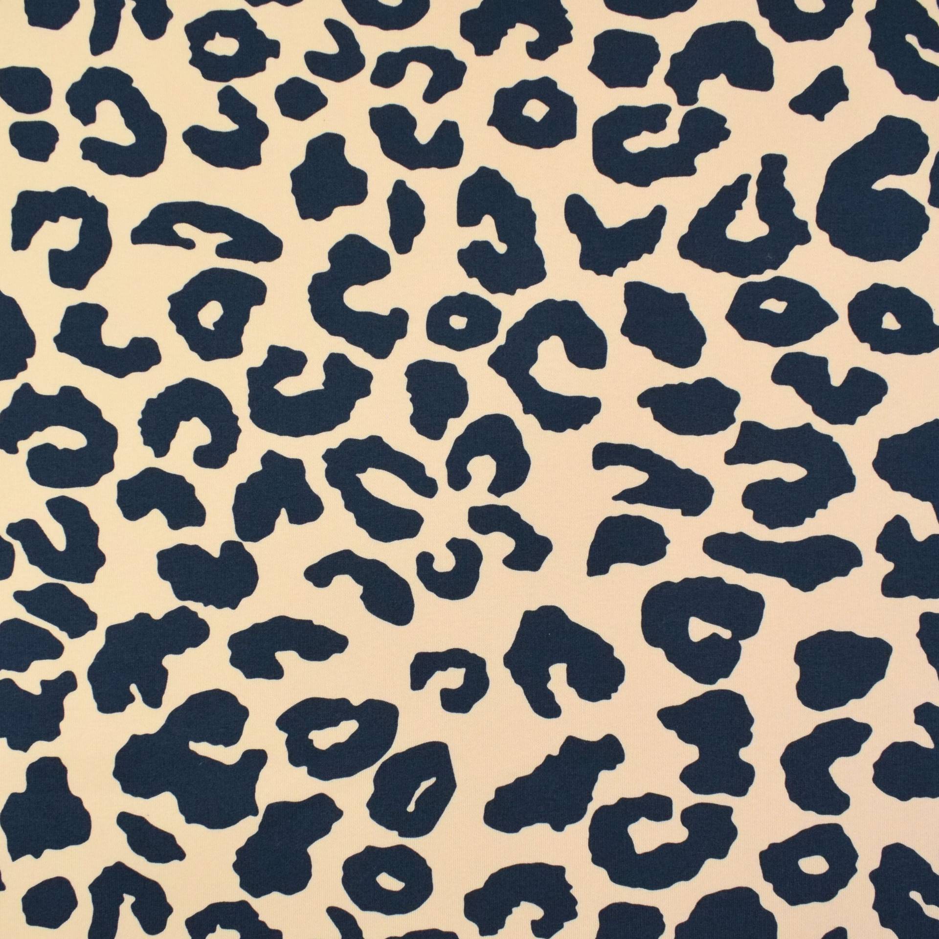 Bio- Wintersweat Leopard, dunkelblau von Stoffe Hemmers