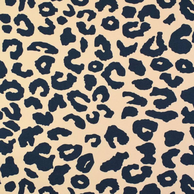 Bio- Wintersweat Leopard, dunkelblau von Stoffe Hemmers