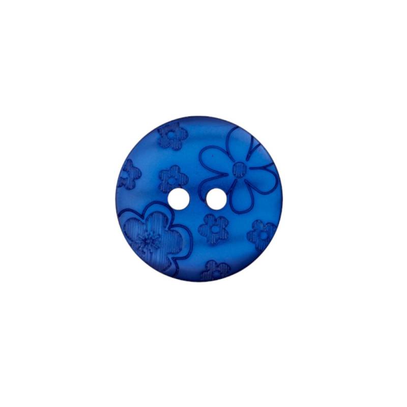 Blusenknopf 2-Loch Blume 12 mm, dunkelblau von Stoffe Hemmers
