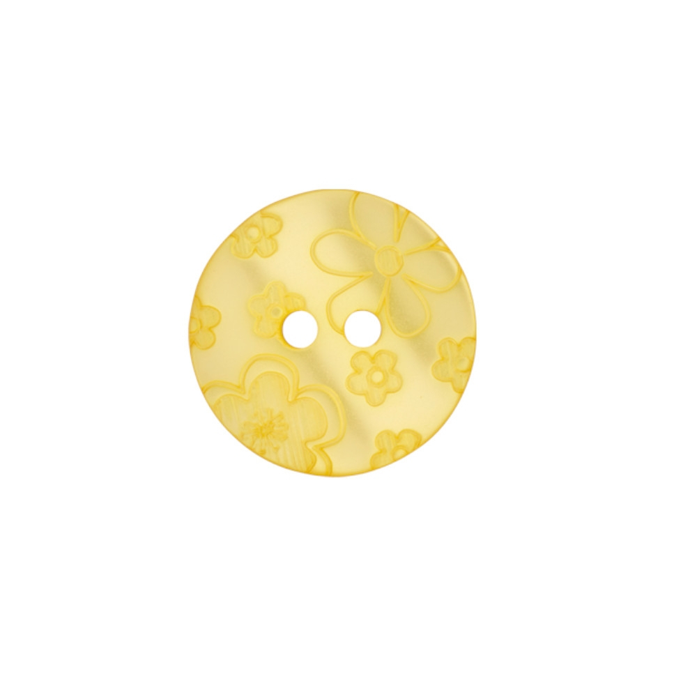 Blusenknopf 2-Loch Blume 12 mm, gelb von Stoffe Hemmers