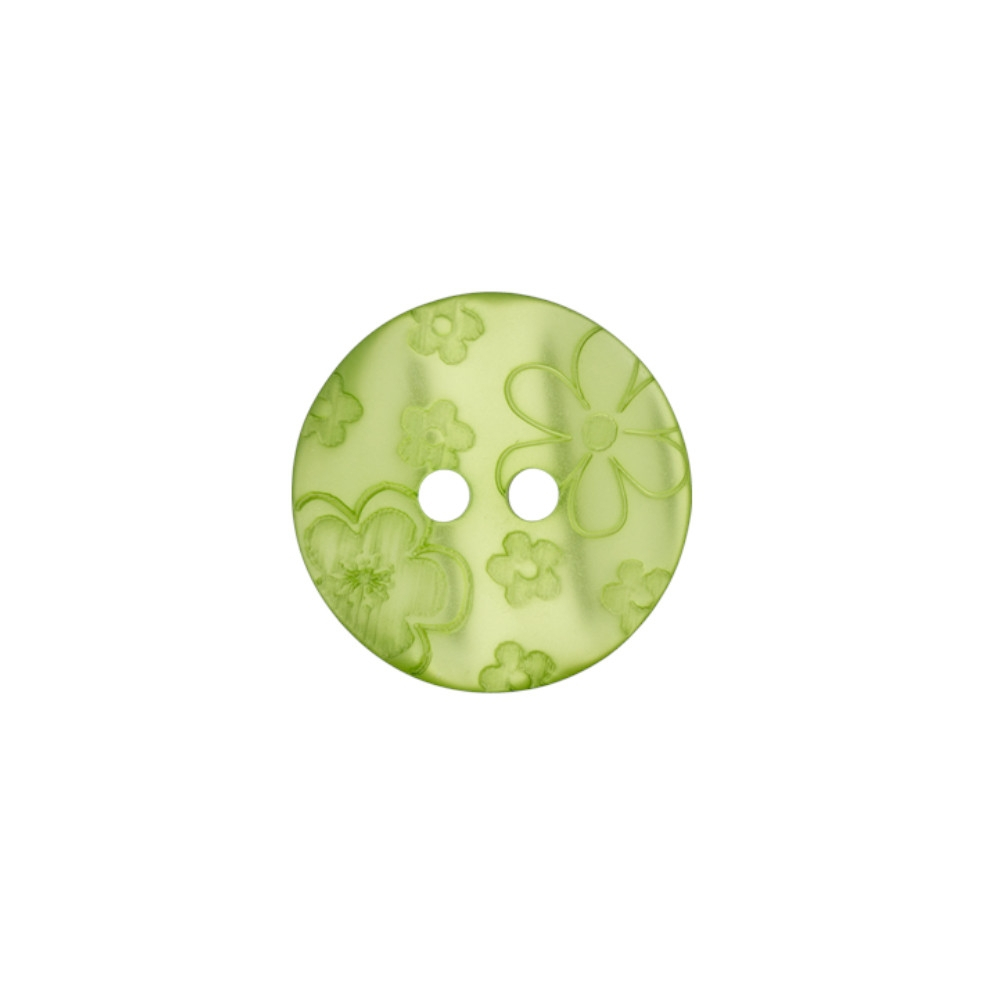 Blusenknopf 2-Loch Blume 12 mm, grün von Stoffe Hemmers