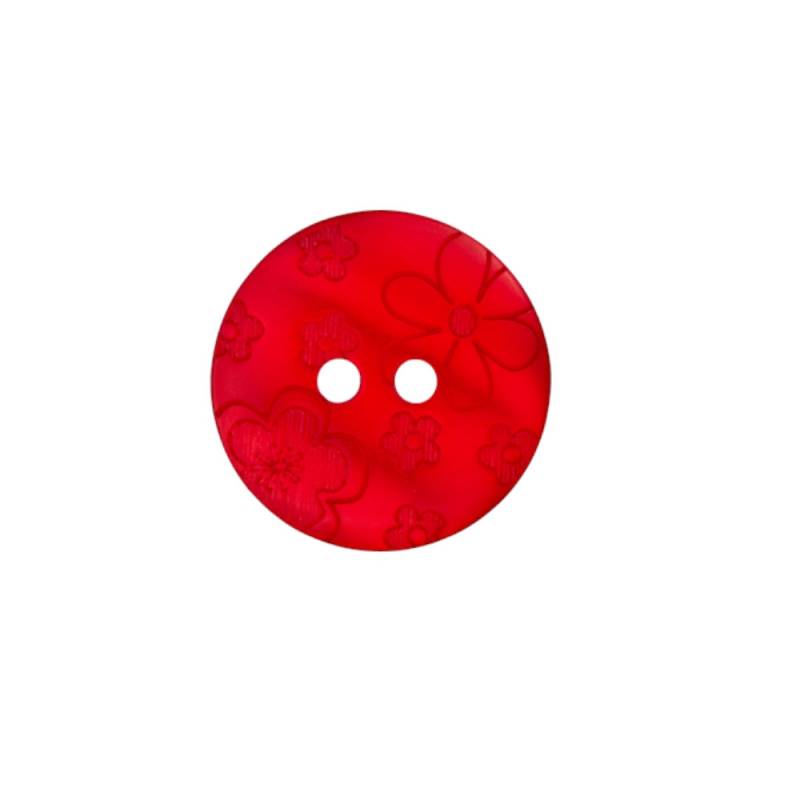 Blusenknopf 2-Loch Blume 12 mm, rot von Stoffe Hemmers