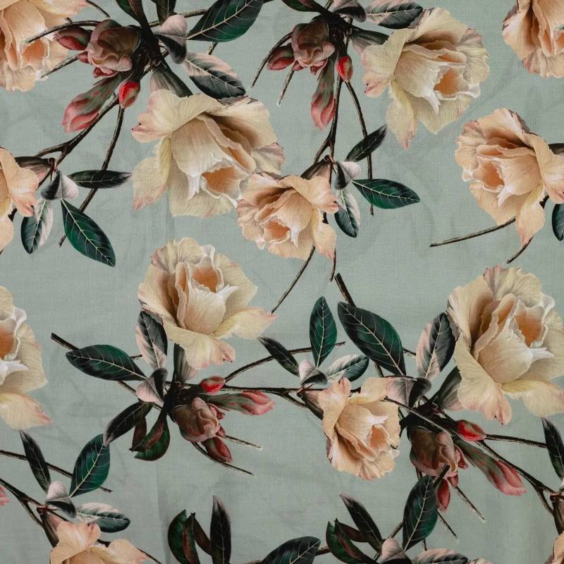 Blusenstoff Lyocell Flowers, blassgrün von Stoffe Hemmers