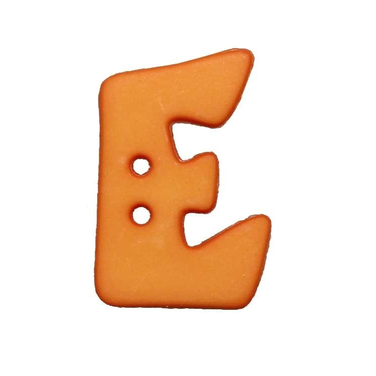 Buchstabenknopf, E, orange von Stoffe Hemmers