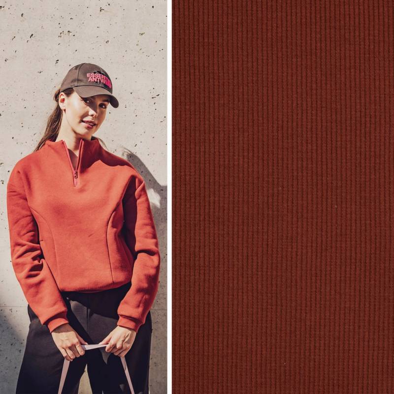 Bündchenstoff gerippt Fibre Mood, dunkelterracotta Bündchenstoff gerippt Fibre Mood, dunkelterracotta von Stoffe Hemmers
