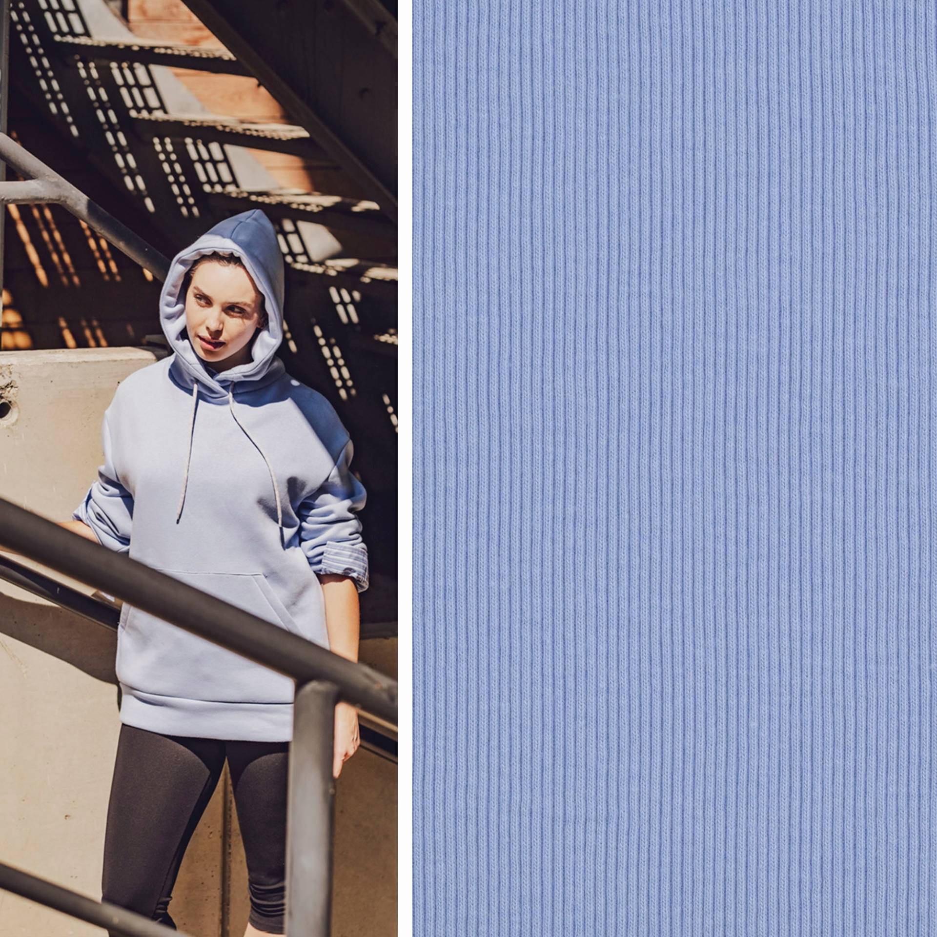 Bündchenstoff gerippt Fibre Mood, himmelblau von Stoffe Hemmers