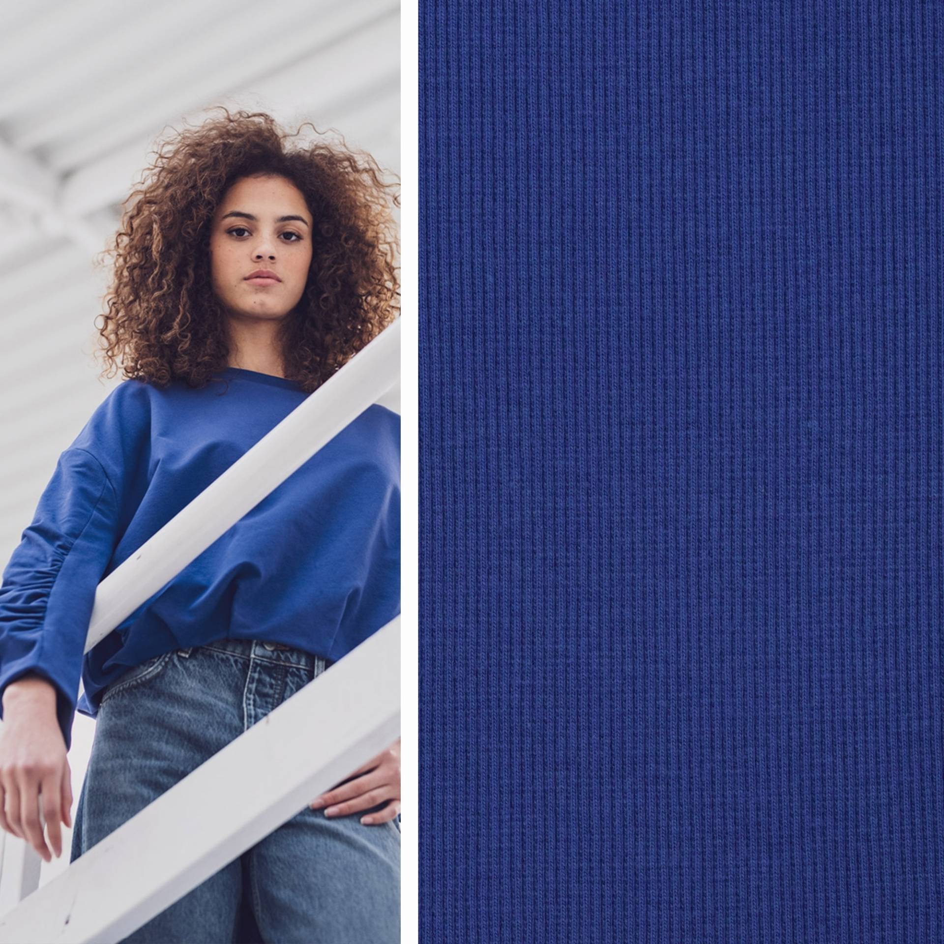 Bündchenstoff gerippt Fibre Mood, royalblau von Stoffe Hemmers