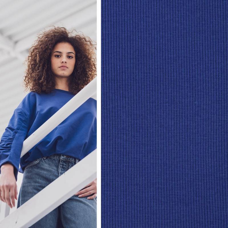Bündchenstoff gerippt Fibre Mood, royalblau von Stoffe Hemmers