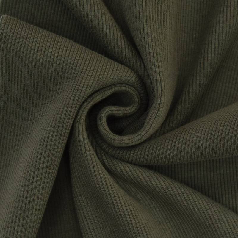 Bündchenstoff gerippt khaki von Stoffe Hemmers