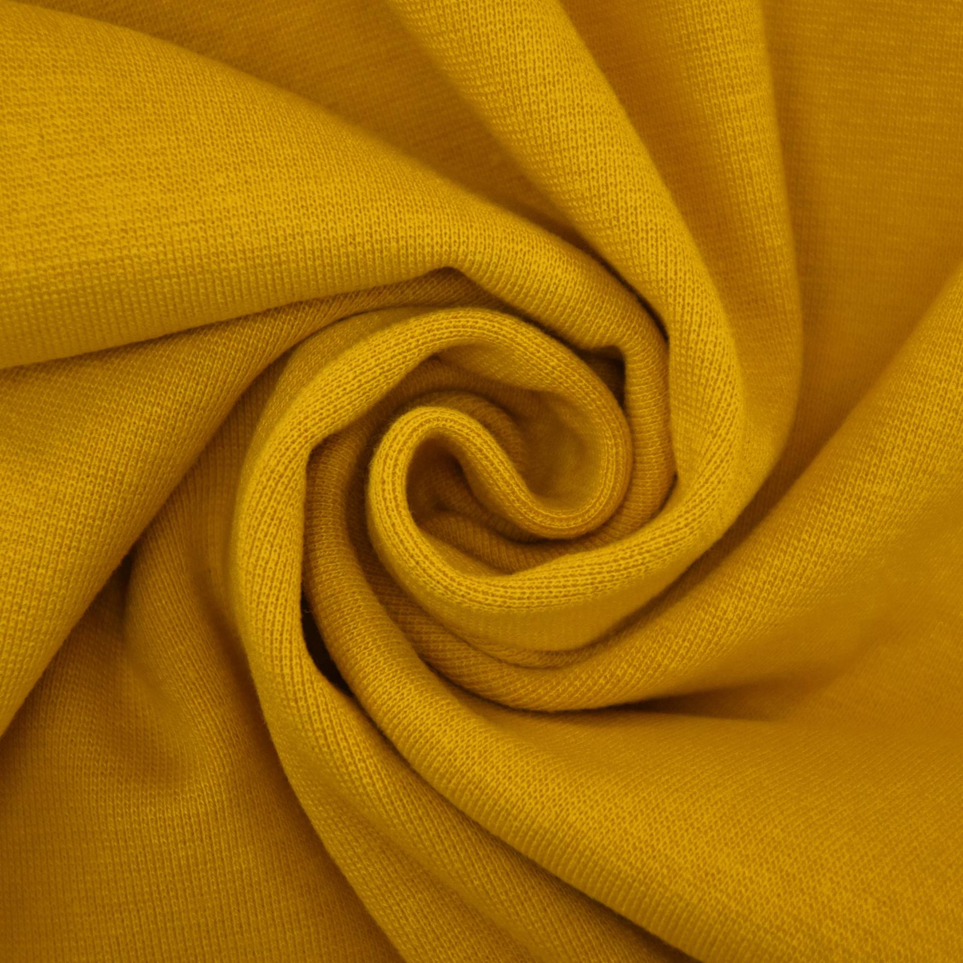 Bündchenstoff glatt, senfgelb von Stoffe Hemmers