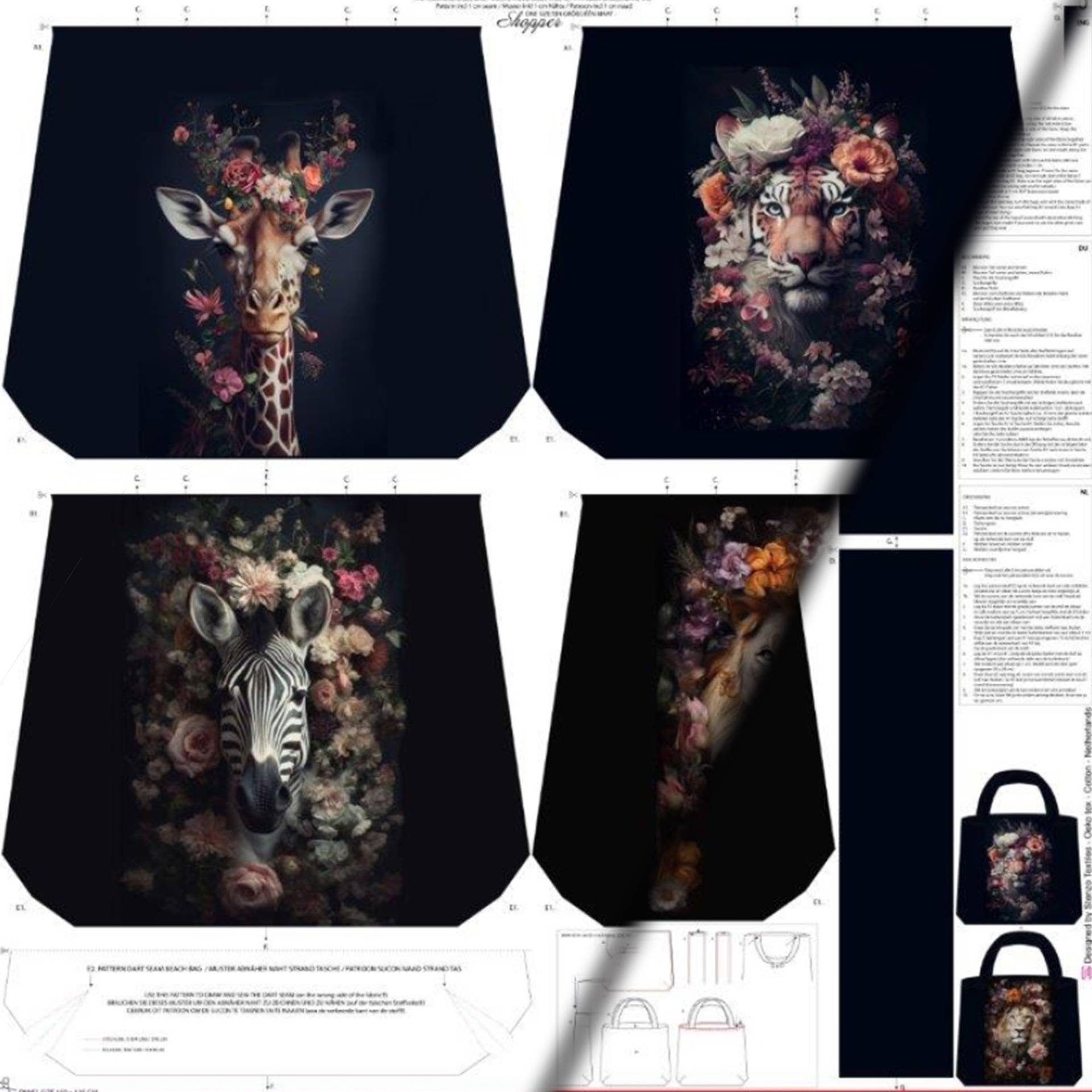 Canvas Taschenpanel Gorgeous Wildlife 125 x 150 cm von Stoffe Hemmers