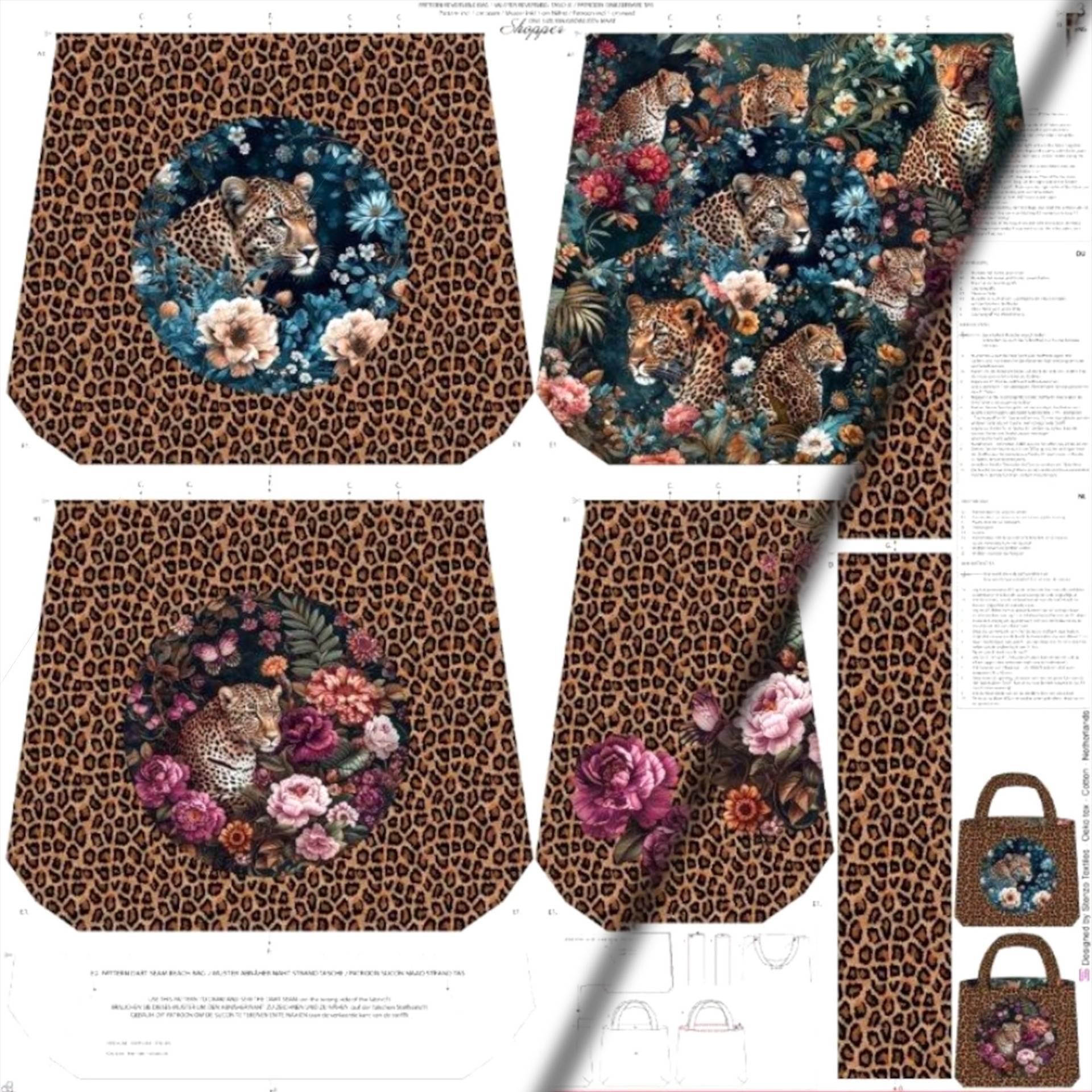 Canvas Taschenpanel Leopard 125 x 150 cm von Stoffe Hemmers