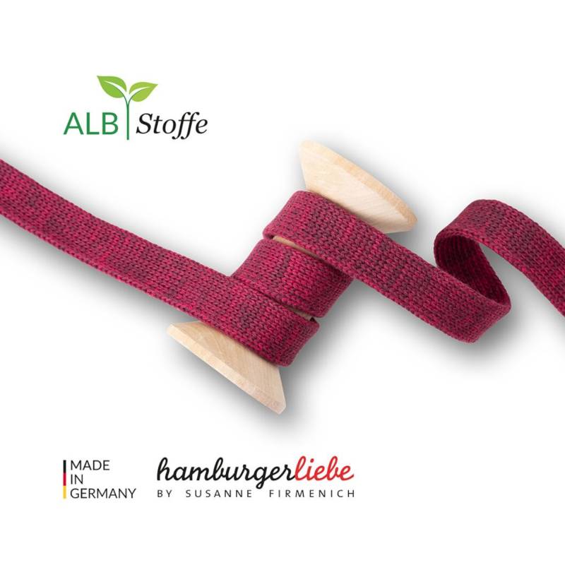 Cord Me Albstoffe Bliss Flachkordeln Mélange  2 cm, weinrot - beere von Stoffe Hemmers