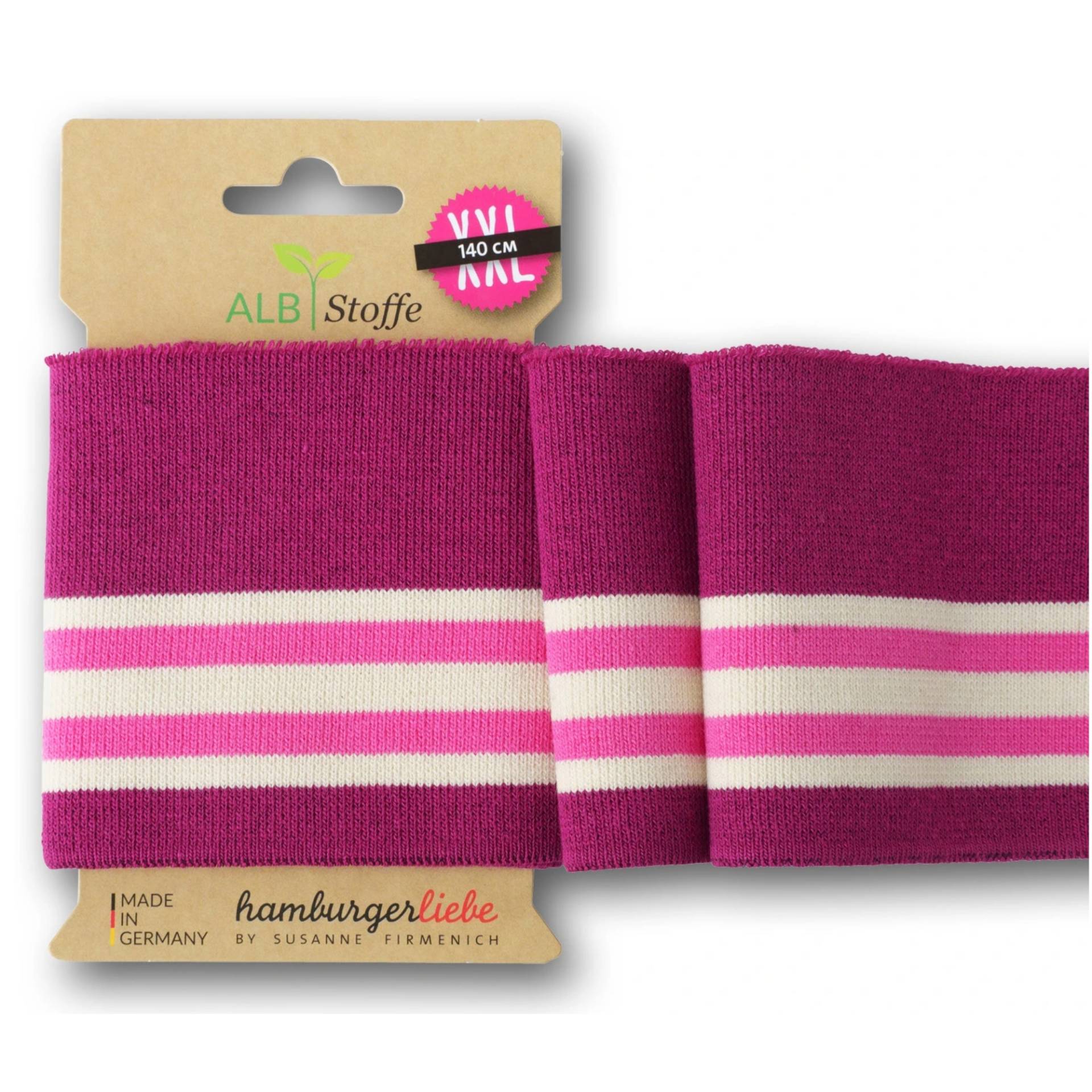 Cuff me College Albstoffe Hamburger Liebe Darling Things XXL, magenta-wollweiss Cuff me College Albstoffe Hamburger Liebe Darling Things XXL, magenta-wollweiss von Stoffe Hemmers